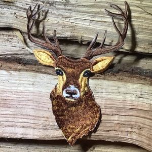 6” deer buck stag head iron on patch